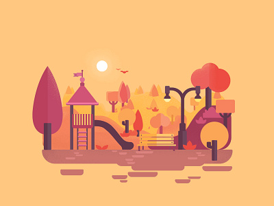 Scenery Slice - Autumn airbrush design flat 2.0 flat 2d geometric illustration shading vector