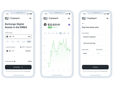 Cryptopull - Crypto exchange service | Responsive design assets bitcoin charts crypto cryptocurrency exchange mobile responsive service ux