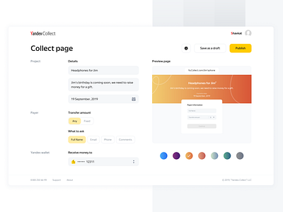 Yandex Collect - Collect money for project | UX/UI ux