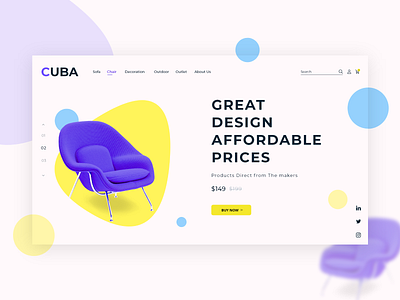 Cuba - Home page branding creative design homepage illustration mockup online slider store typography uiux ux webpage