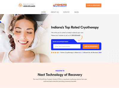 Fisher Cryotherapy - UI/UX web design animation branding creative cryotherapy illustration illustrator minimal therapy type typography uiux