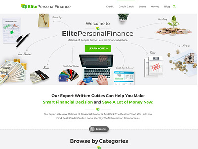 Elite Personal Finance Blog UI design animation app blog design finance illustration illustrator minimal money student type typography ui uiux ux