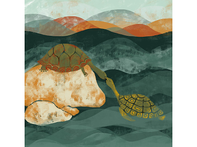 Turtle and Tortoise adobe children book illustration design digital illustration lovers nature tortoise turtle