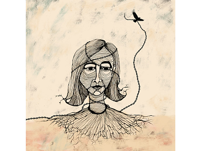 We can't forget! art bird digital female character flying gender equality hand drawn illustration ink woman woman illustration woman portrait