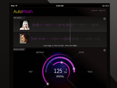 Automash. Prototype music app interactive music ui