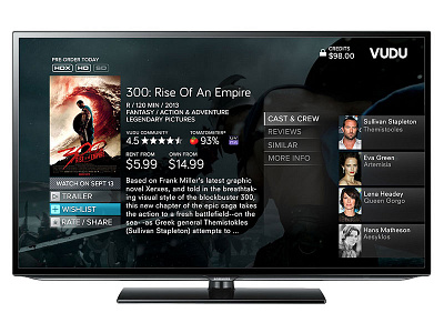 VUDU. Movie Details art direction user interface ux