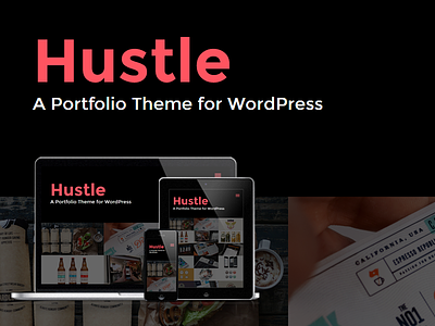 WP Hustle Portfolio WordPress Theme animated blog css3 dark light portfolio responsive wordpress