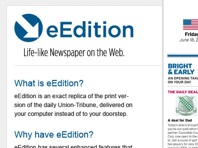 eEdition landing page clean grid landing newspaper