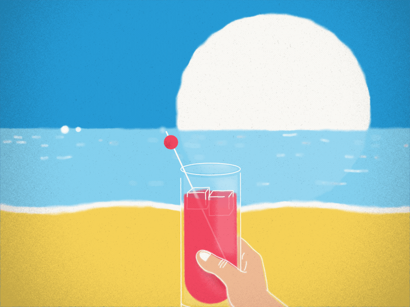 Bonnes vacances after effects cocktail bar design duik bassel holiday holiday card holidays illustration motion design shapes sun typography vector