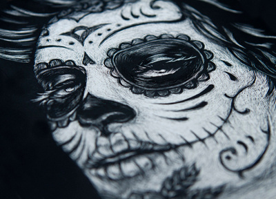 Día de los Muertos black day of the dead sketch día de los muertos eyes face illustration scratchboard