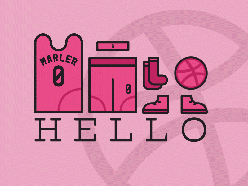 Animated Hello 2d animation basketball flat design gif illustration jersey minimalist pink sports