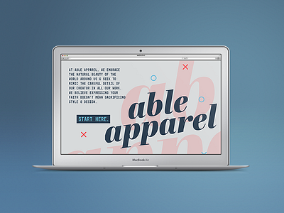 Able Apparel Landing Page christian clothing design faith fashion illustrator cc landing page online store style website