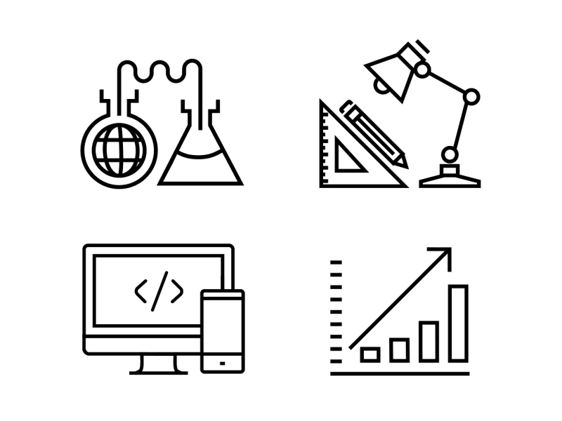 Animated Icons animated icons development growth icons lab lamp line art pencil science stroke icons