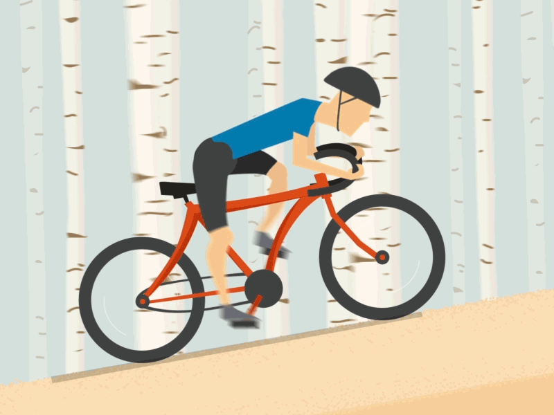 Biker 2d animation aspens bike chain duik helmet peddle speed tire trees