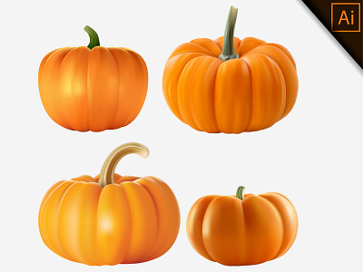 Fresh pumpkin With Gradient Mesh