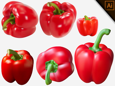 Fresh Red Paprika Transparent Background With Gradient Mesh