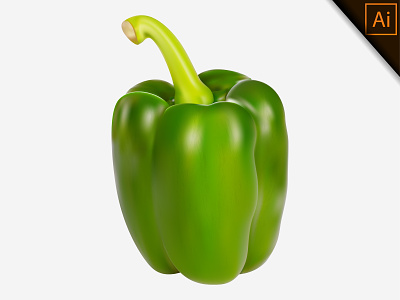 Realistic vector of fresh green paprika on a white background apple capsicum chili design fruit gradient mesh healthy illustration meshfill meshfill art natural organic paprika pepper realism realistic vector vegetable