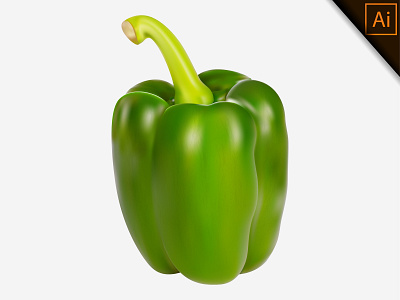 Realistic vector of fresh green paprika on a white background