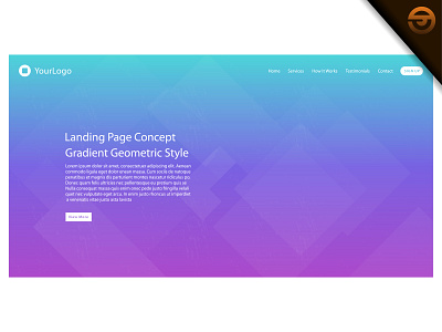 Landing Page template with gradient light blue and purple colour