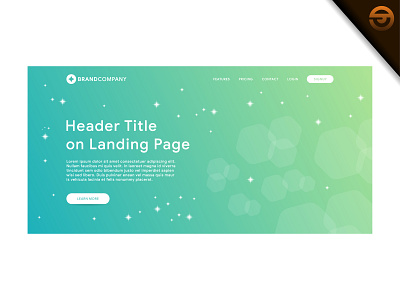 Landing Page template with light green cyan gradient colorful digital flat gradient header hero header homepage interface internet landing landing page layout layout wireframe page responsive template theme page web webpage website