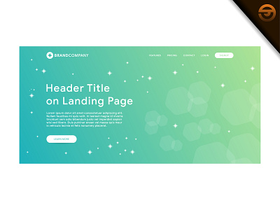 Landing Page template with light green cyan gradient