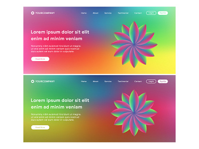 Website template and landing page with colorful background