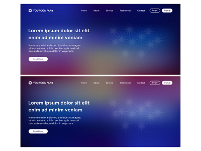 Landing page with colorful background