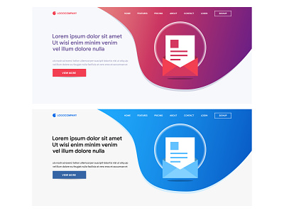 Concepts of header web for website and landing page design colorful digital flat gradient header hero header homepage interface internet landing landing page layout responsive template theme page ui ux user interface vector web webpage website wireframe page