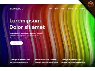 Creative design with fluid colorful shapes of landing page