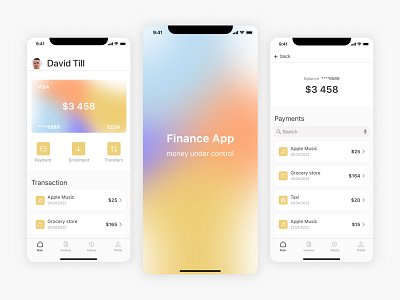 Finance app app design figma fin app finance finance app gradient icons minimal mobile ui ux uxui