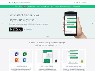 SDL's Translation Tools Landing Page android landing page sdl translate translation translation app