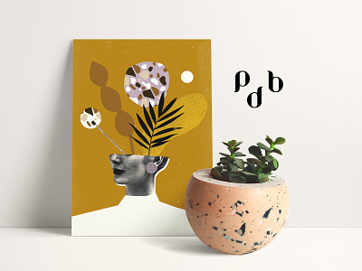 Les Pieds De Biche business card collaboration collage collageart ecology illustration maisonetobjets nature plants terrazzo woman