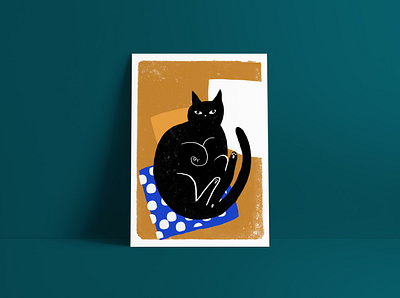 Cool Cat 02 black cat cat illustration