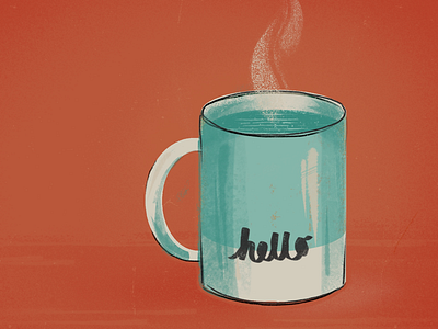 Hello Hot Stuff coffee hello illustration mug procreate steam