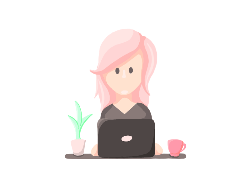 Designer animation designer girl illustration lworking motion notebook pink webdesigner