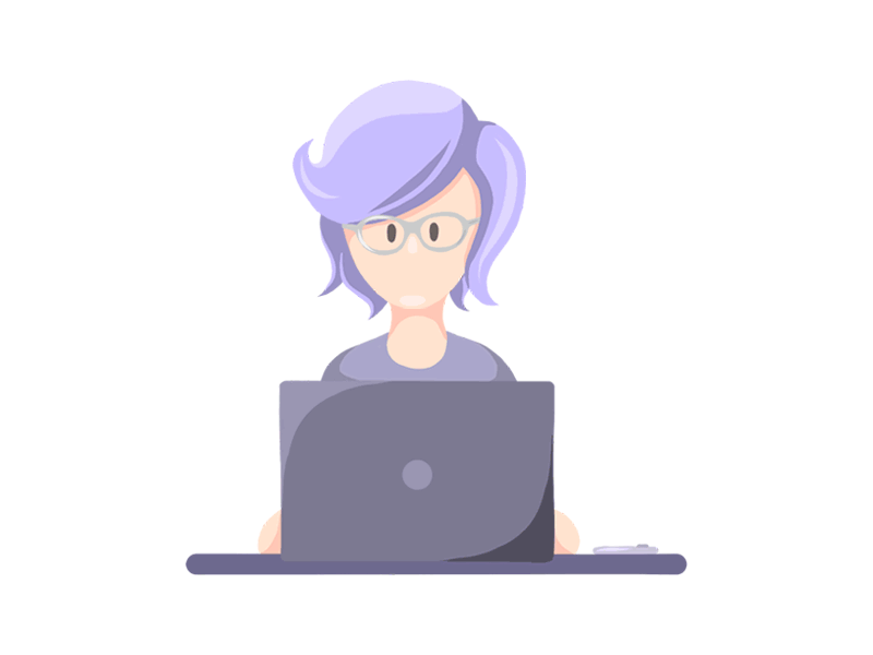 Developer animation designer developer illustration laptop motion notebook violet