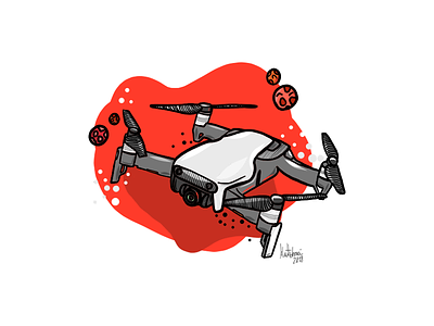 Dja Mavic AIR in the Space dji dron gadget illustration planets red space tech