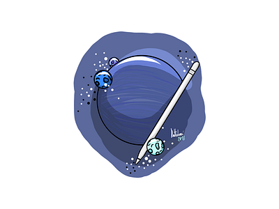 Apple pencil in the Space apple applepencil blue gadget illustrate illustration ipadpro planet space