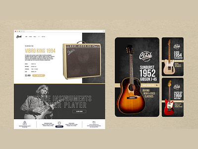 Clash Vintage Guitars - Web Concept america branding design fender gibson graphic design guitar logo music shop ui ux vector vintage webshop