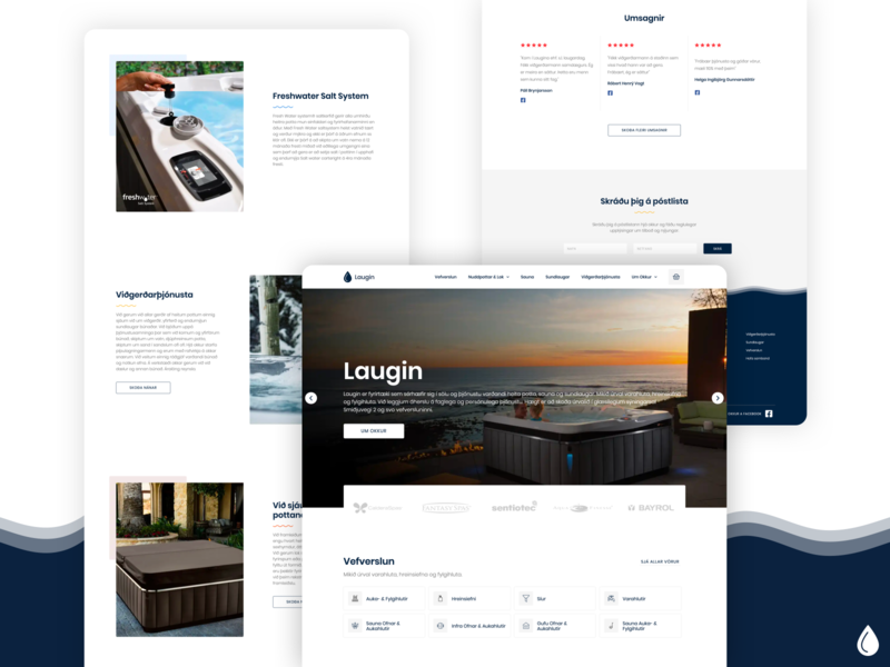 Laugin - Frontpage clean design ecommerce frontpage homepage hot tub landing landing page sauna service shapesbysons ui ux visual design web web design web development webdesign website website design