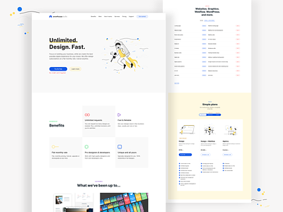 Snowhouse Studio | Design Subscriptions at a Flat Monthly Rate blue clean creative agency design design studio features homepage landing page portfolio pricing saas saas website service subscription ui web web desgin webflow website yellow
