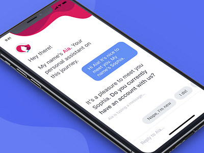 Aia app bot chat chat bot design illustration ios iphone x message ui ux