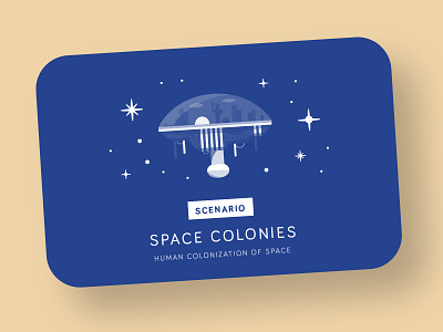 Space Colonies card flat icon space space colony space station