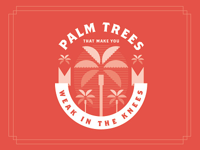 Palm Trees badge branding design icon illustration lettering logo orange sunset type typography vector