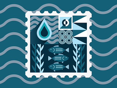 Underwater branding design fish flat illustration logo vector