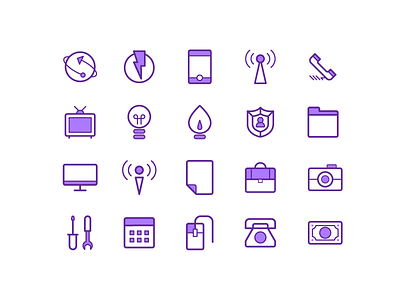 Icon Set icons purple technology