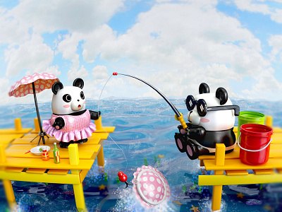 Panda Comic cover 3d art character cinema4d cute design illustration toy toy design vrayforc4d