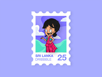 Stamp 💁🏻‍♀️ color freehand girl hello illustration layout sri lanka stamp
