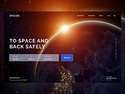 Daily UI #014 (Spaced Challenge) dark design dribbble homepage landing layout moon spaced spacedchallenge travel ui ux