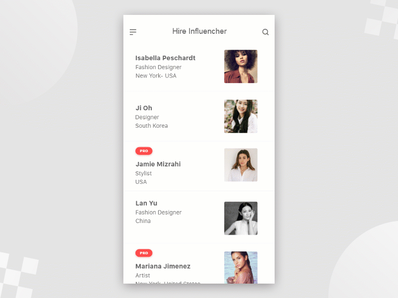 Daily UI #025 (Hire an Influencer) android animation gif hire interaction ios minimal ui ux